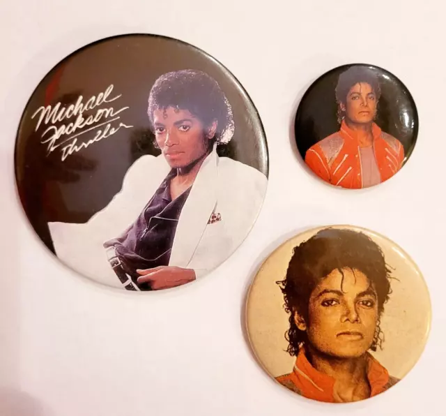 Vintage 1980's Michael Jackson Pinback Buttons - Thriller 1982 Music Memorabilia
