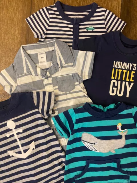 Baby Boy Carters Rompers 3 Mo Summer Outfits Clothes Lot Bundle One Piece Mommy