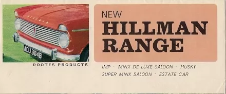 Hillman Range 1964-65 UK Market Foldout Brochure Imp Husky Minx V Super Minx