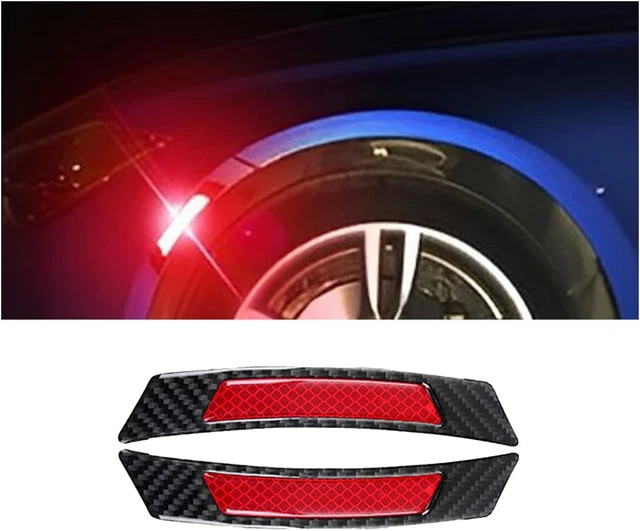 2 PIEZAS pegatinas 3D súper reflectantes, tiras para cejas de rueda de fibra de carbono, guerra de seguridad