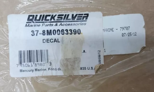 Quicksilver Mercury Decal 37-8M0063390 OptiMax OEM/Genuine