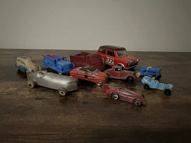 Ten Vintage Antique Automotive Toys Parts Rubber, Plastic, Tin Windup, Die cast