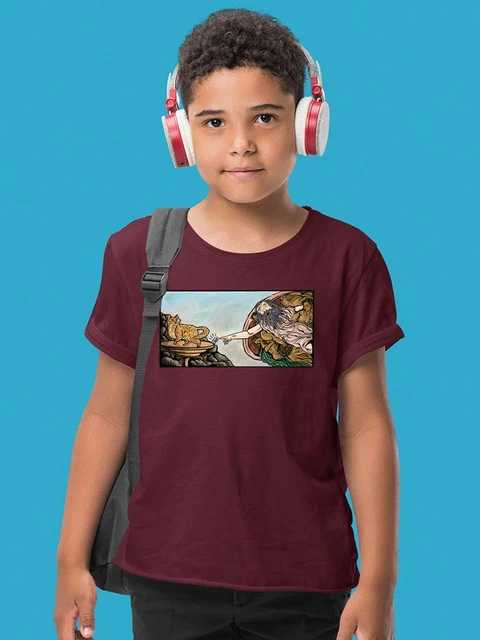 Man Touching A Cat T-shirt Youth's -SmartPrintsInk Designs
