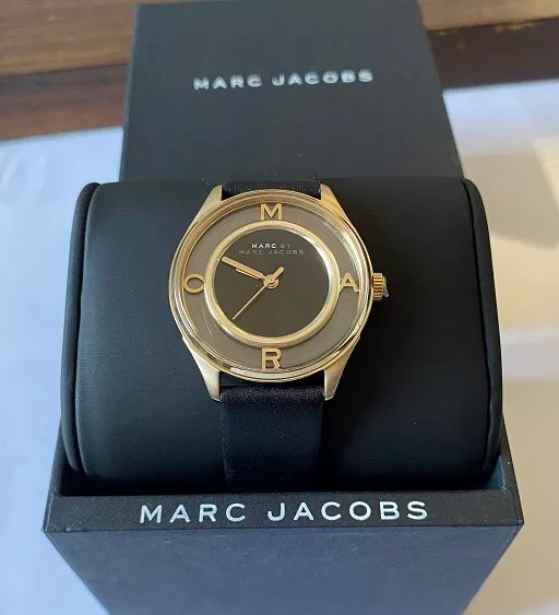 Marc Jacobs MBM1376 Tether Women's Black Dial Black Leather Strap Watch