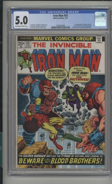 Iron Man #55 CGC 5.0 (OW/W) 1st App. of Thanos & Drax The Destroyer Marvel 1973