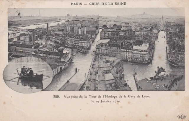 CPA 75 PARIS Crue de La Seine Vue Prise de la Tour de l'Horloge de la Gare Lyon