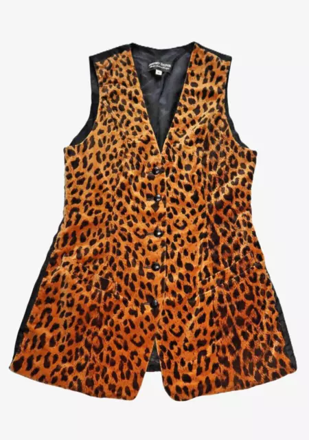 Vintage 80s Body Action Design BAD Jeffrey Halper Leopard Velvet Glam Vest Sz M