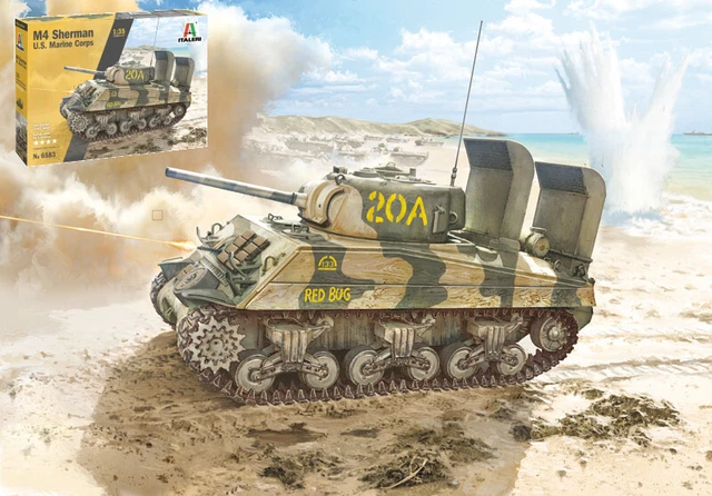 Miniature Model Kit De Montage Demi Militaire Réservoir Italeri M-4 Sherman U.S