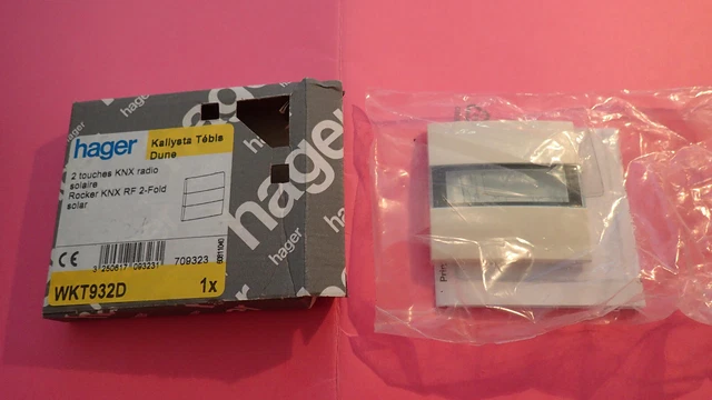 HAGER TEBIS Kallysta WKT932D - Enjoliveur  2 touches KNX Radio Solaire DUNE