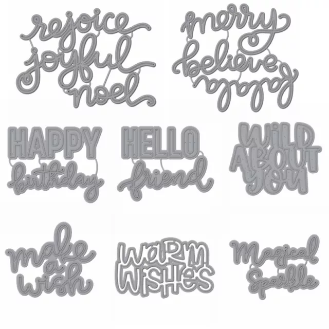 Greetings Wishes Metal Cutting Dies Scrapbooking Album Stencil DIY Craft Cards