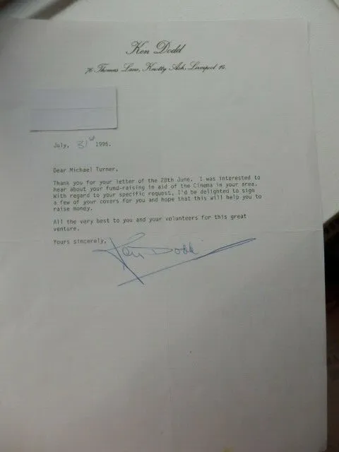Ken  Dodd -  Singer /  Comedian   -  Autographed  Letter  -1996