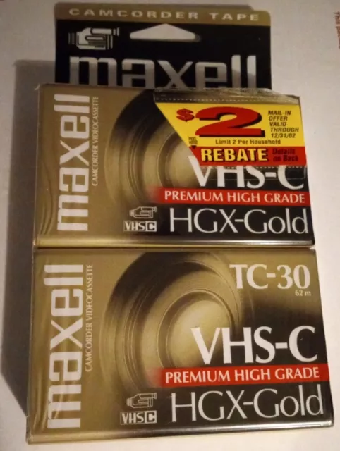 Maxwell VHS-C TC-30 HGX-Gold Premium High Grade Video Tapes New Sealed 2