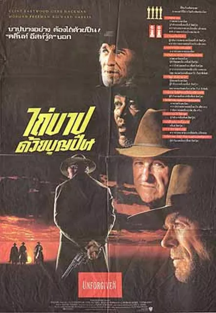 Unforgiven Clint Eastwood Western  One Sheet Poster Original Thailand