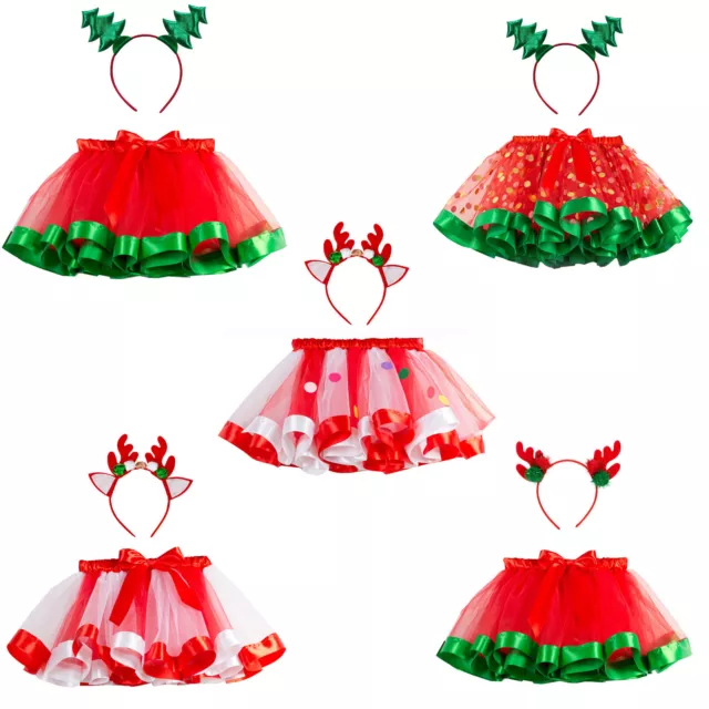 Gonna tutù di Natale per bambine con fascia set costume abito da festa