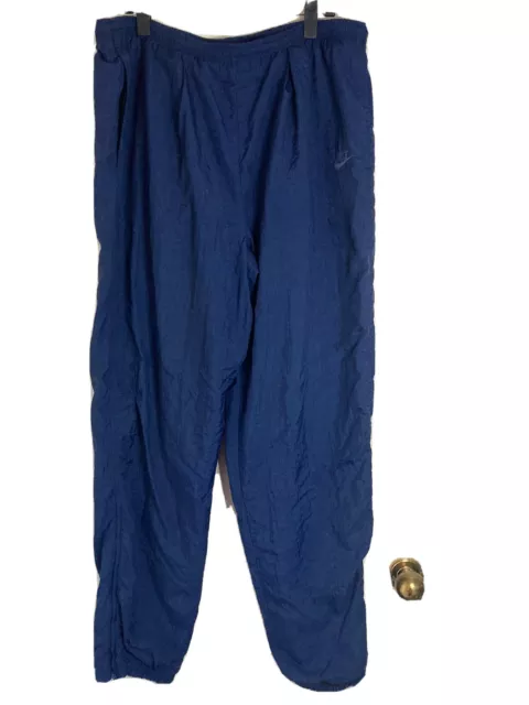 Vintage Nike Nylon Joggers Sweatpants Mens L Navy Blue Track Pants