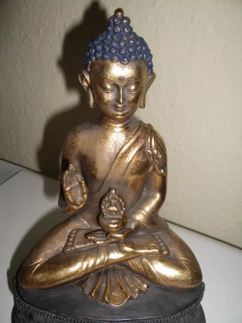 Buddha Statue Skulptur Figur Gold Buddhafigur Edel Deko Buddhismus Indien Asien