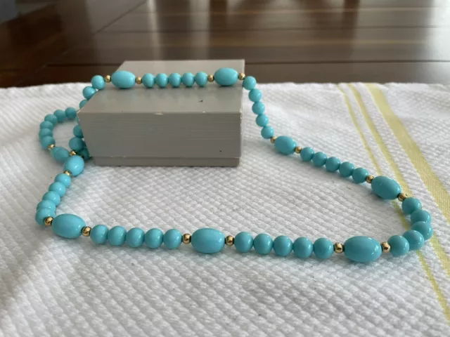 Avon Vintage 1983 Turquoise Impressions Bead Necklace - 24in