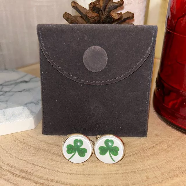 Shamrock lucky cufflinks gift for St. Patrick's Day