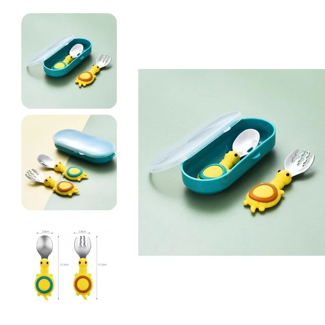 1 Set Toddler Spoon Food Grade Heat Resistant Infant Food Supplement Fork Spoon