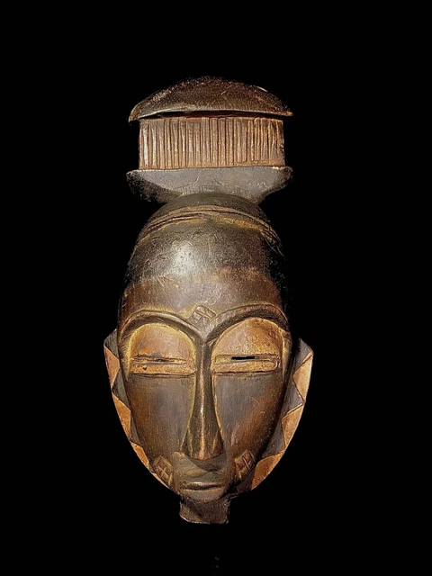 African Wooden Mask Tribal Face Vintage Wood Carved Hanging  Guro Gu Mask-5230