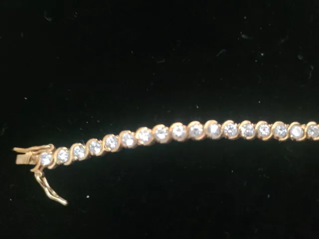 Vintage HAN THAI TENNIS bracelet 925 Sterling Silver & Gold Vermeil signed