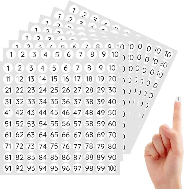 Consecutive Number Vinyl Stickers 1 To 100 Consecutive Number Labels-0.4" Small