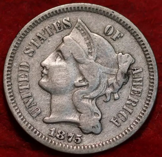 1875 Philadelphia Mint Three Cent Coin