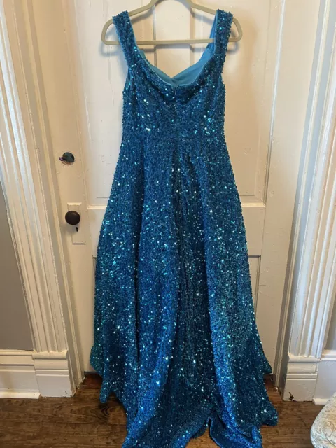 Peacock Blue Sequin Pageant Dress, Girls Size 12/14, NWOT