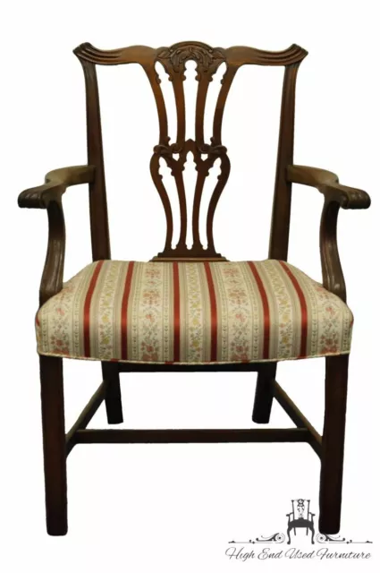 BAKER FURNITURE Solid Mahogany Traditional Chippendale Style Dining Arm Chair