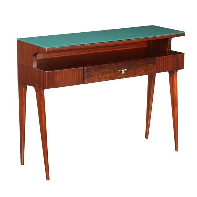 Consolle Vintage Italia Anni 50 Legno impiallacciato Cassetti mogano Vetro