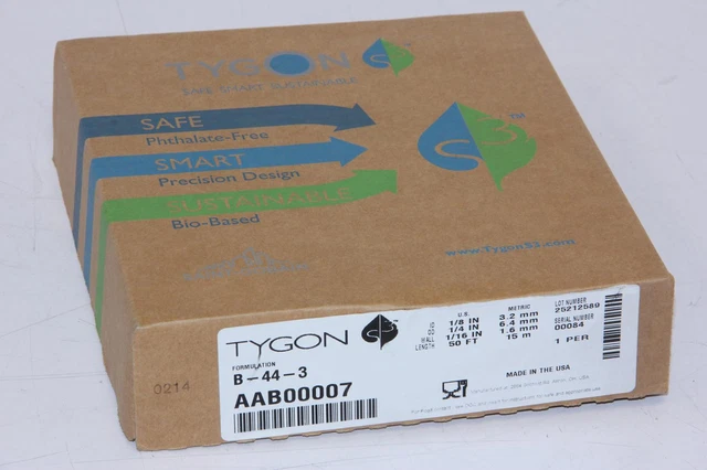 TYGON S3 AAB00007 B-44-3 1/8-in ID Clear Flexible Food Grade Tubing 50-FT NEW
