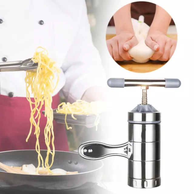 Stainless Steel Manual Noodle Pasta Maker Press Spaghetti Kitchen Machine DIY UK 2