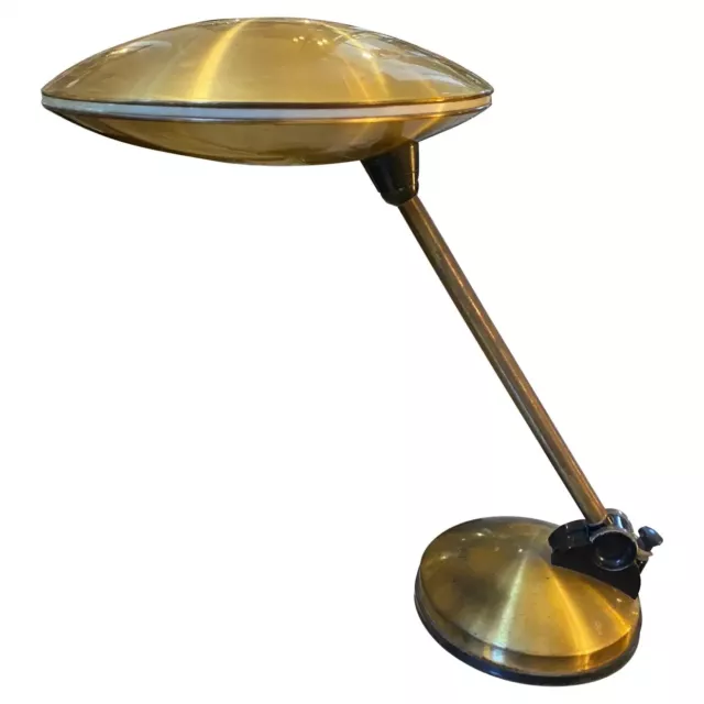 1970s Space Age Gilded Metal Italian Desk Lampe