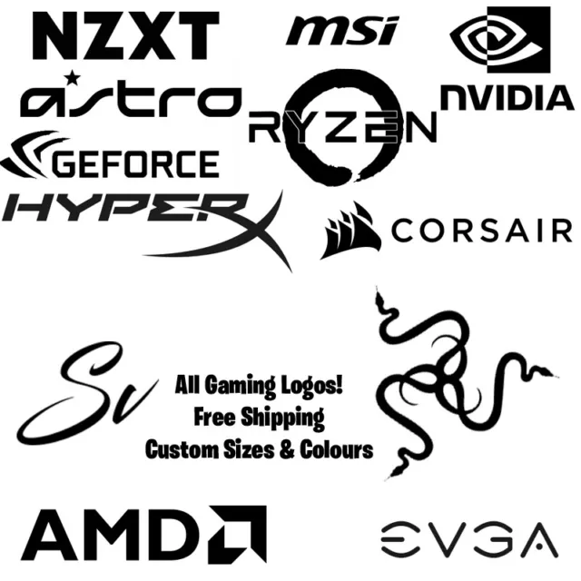 PC Gaming Vinyl Sticker Decal Nvidia AMD Razer Ryzen EVGA NZXT MSI FREE SHIPPING