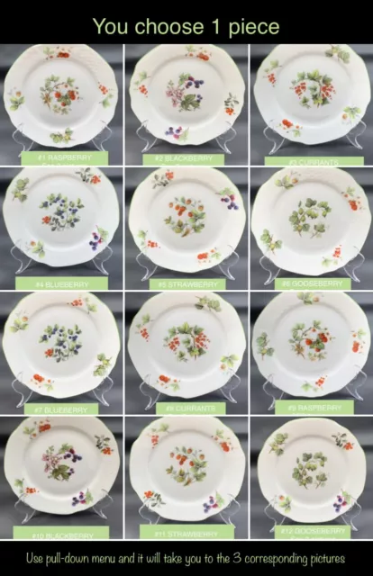 Bareuther Waldsassen Bavaria Germany Fruit Berries Green Trim Salad Plate 7-5/8"
