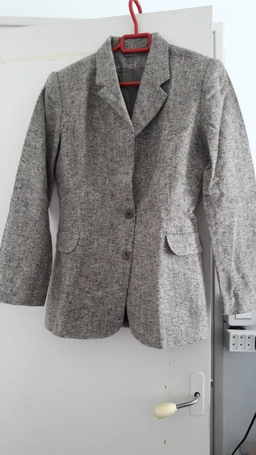 Blouson CAROLL Court En Laine à Carreaux Gris - Taille 42 - Occasion En Très Bon état - Idéal Pour L'automne