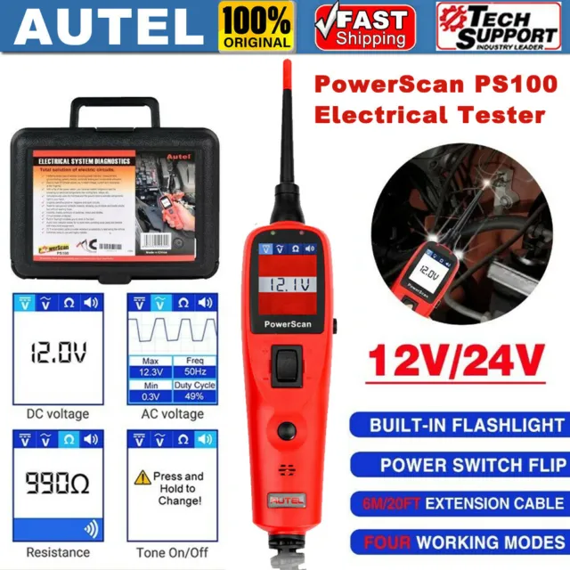 Autel PowerScan PS100 Electrical Automotive Circuit Tester Tool 12V/24V AVOmeter