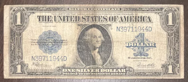 1923 $1 Silver Certificate Large United States Blue Seal Banknote