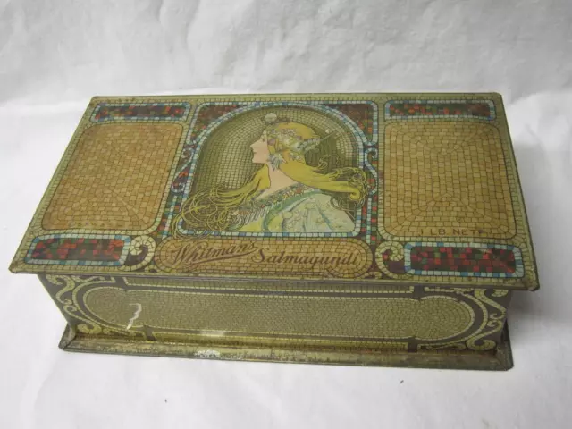 Art Nouveau Mosaic Whitman Salmagundi Sampler Chocolate Candy Tin Box Old Vtg 2