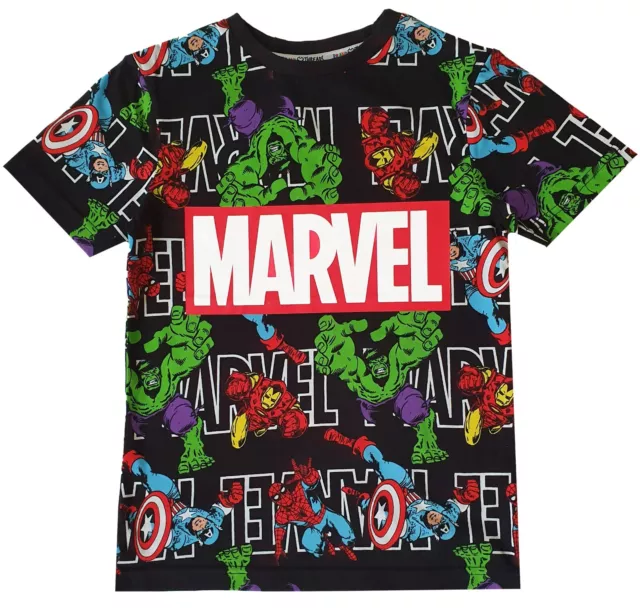 Boys Marvel Avengers Top T Shirt Spiderman Hulk Iron Man Top T Shirt 7-12 Yrs