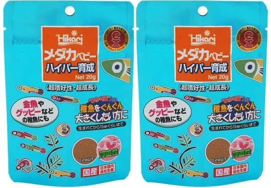 Kyorin Pescado Comida Hikari Medaka Bebé Hiper Crecimiento 20g x 2 Bolsa Set Hecho en Japón