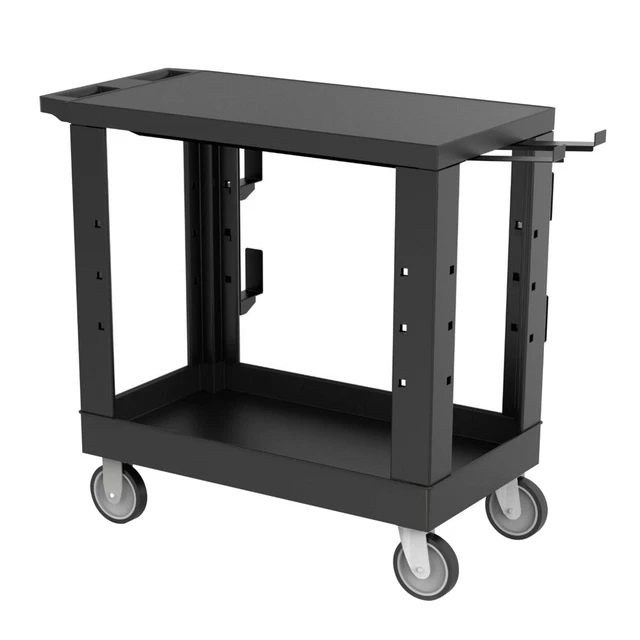 32" X 18" Heavy-Duty Industrial Cart - One Flat Shelf, One Tub Shelf With Ladder