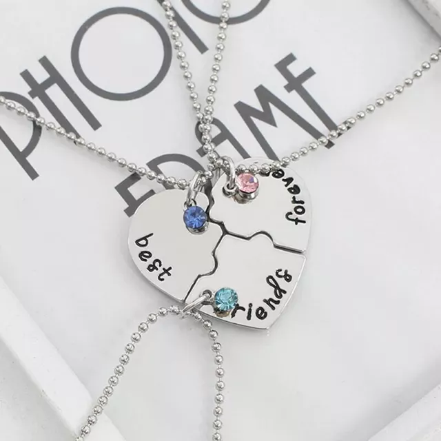 3Pcs/set Heart Spliced Pendant Necklace Best Friend Friendship Couple NecklaFE