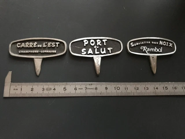 Lot De 5 Marqueurs à Fromage Vntage En Métal Gravé - Fromage Franças