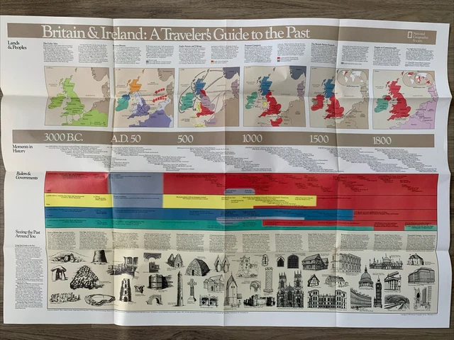 VINTAGE 1985 A Traveler’s Map Of Britain & Ireland National Geographic ...