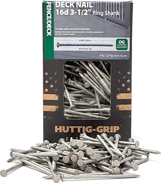 Huttig Grip Fence Deck Nails 16d 3-1/2" Spiral Shank  25 LBS. 5 boxes