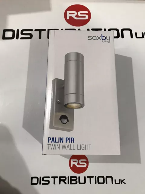 SAXBY Palin 75430 Outdoor Garden Up & Down Wall Light With PIR - Stainless Steel