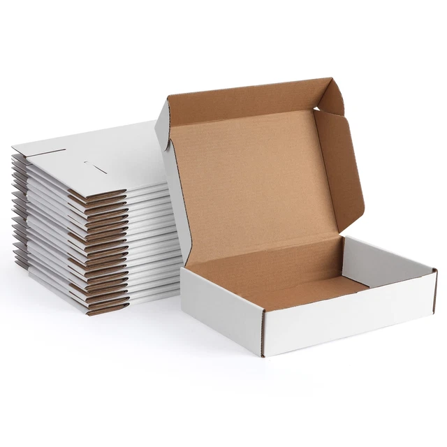 9x6x2 Inches Small Shipping Boxes Set of 20 White Corrugated Cardboard...