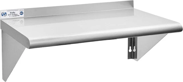 Hally Stainless Steel Shelf 12 X 24 Inches 230 Lb, NSF Commercial Wall Mount Flo
