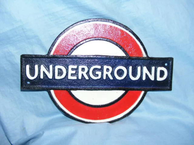 Underground Sign Railway Cast Iron Advertising Garage Man Cave Train 27cm London